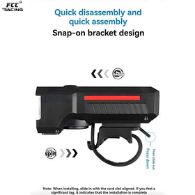 Solar Powered Rechargeable Bicycle Front Light with Horn