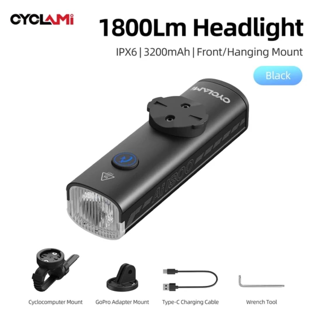 Cyclami 1800 Lumen USB Rechargeable Bicycle Front Light