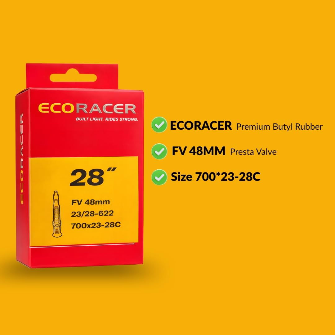 Ralson ECORACER Bicycle Tube 700x23-28C | Presta Valve 48mm, 60mm, 80mm
