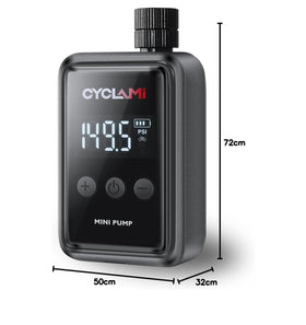 Electric Bike Pump – CYCLAMI Mini 150 PSI Air Compressor with Digital Pressure Gauge