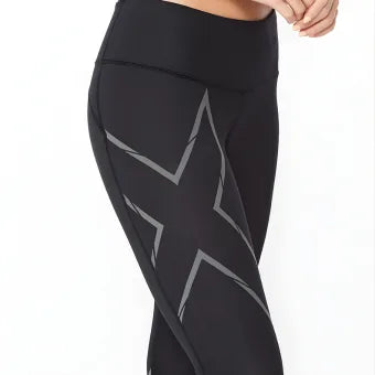 2XU Light Speed Mid-Rise Comp Tight-Black/ Black Reflective-L