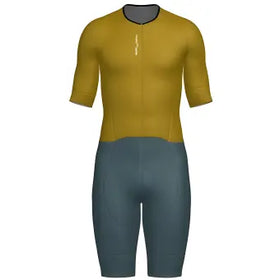 Santini Leaf Long Distance Trisuit (Short Sleeve)-Ochre