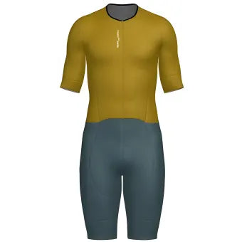 Santini Leaf Long Distance Trisuit (Short Sleeve)-Ochre