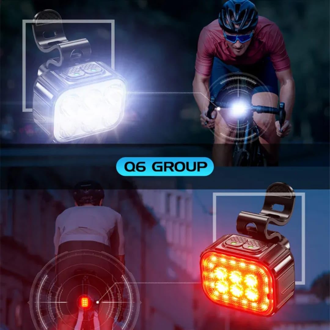 Q6 Type-C Rechargeable LED Bicycle Front & Rear Light Combo