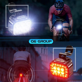 Q6 Type-C Rechargeable LED Bicycle Front & Rear Light Combo
