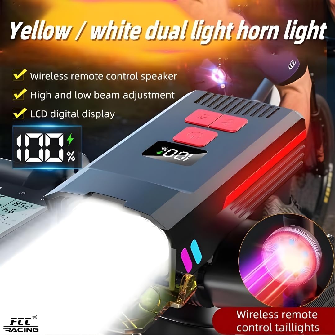 Bicycle Rechargeable Headlight with 120dB Horn
