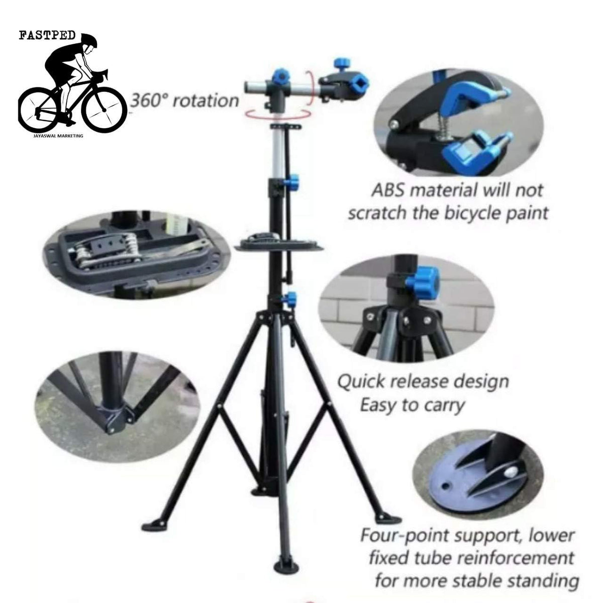 Bicycle Repair Stand: Heavy-Duty Metal Frame, Stable Pedestal Base