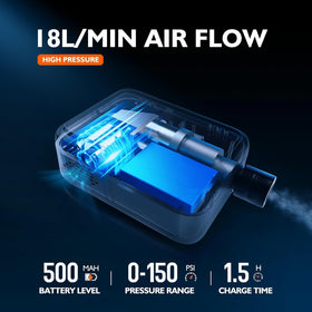Electric Bike Pump – CYCLAMI Mini 150 PSI Air Compressor with Digital Pressure Gauge