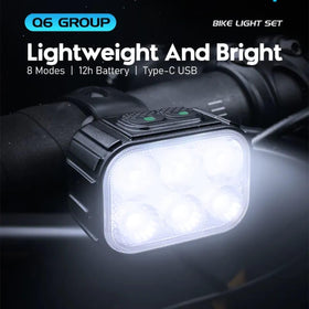 Q6 Type-C Rechargeable LED Bicycle Front & Rear Light Combo