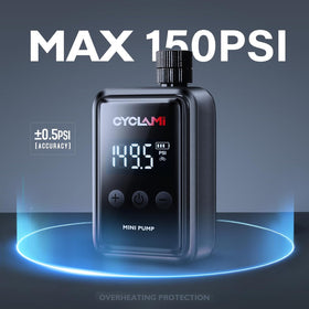 Electric Bike Pump – CYCLAMI Mini 150 PSI Air Compressor with Digital Pressure Gauge