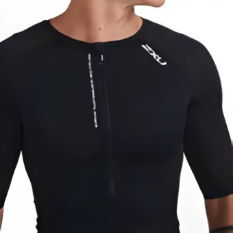 2XU MT6662A Aero Tri Sleeved Men's Triathlon Top (Black/White)