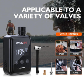 Electric Bike Pump – CYCLAMI Mini 150 PSI Air Compressor with Digital Pressure Gauge