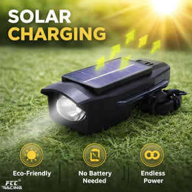 Solar Charging Bicycle LED Front Light with RGB