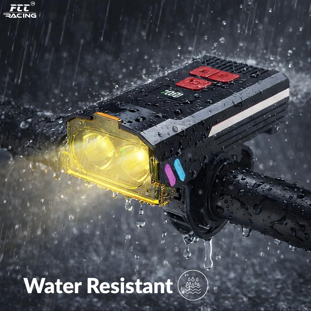 Bicycle Rechargeable Headlight with 120dB Horn