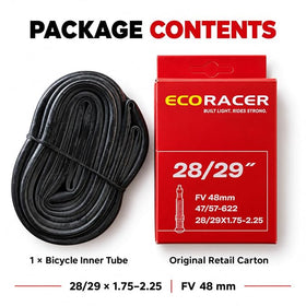 ECORACER ECO Trail 28/29 Inner Tube, Butyl, 1.75–2.25, 47/57-622, 48mm Presta Valve