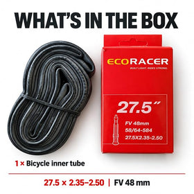 ECORACER ECO Trail Bicycle Inner Tube 27.5 x 2.35–2.50, Butyl Rubber, 48mm Presta Valve
