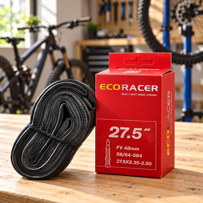 ECORACER ECO Trail Bicycle Inner Tube 27.5 x 2.35–2.50, Butyl Rubber, 48mm Presta Valve
