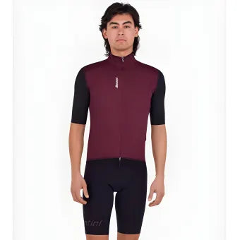 Santini Magic Unisex Packable Waterproof Vest-Burgundy