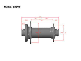 Bitex BX211 Front Hub, 32H, Black, 15x110