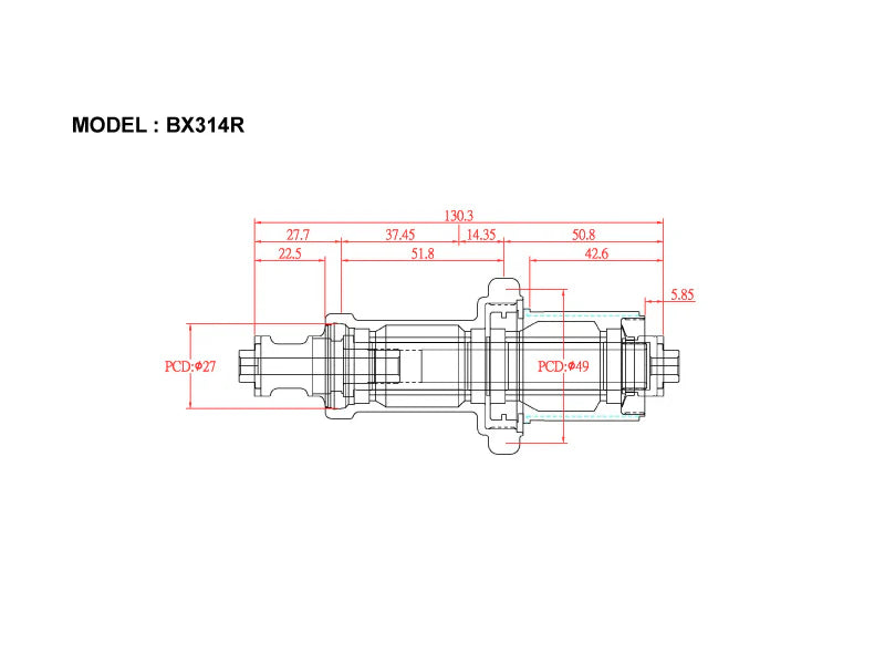 Bitex BX314R Rear Road Hub, Black, 8/16h, Shimano 11s(w/abs)