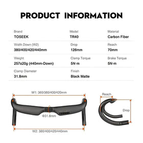 Toseek Tr 40 Carbon Road Bike Handlebar