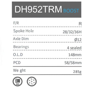 Solon DH952TRM Boost Micro-Spline Rear Hub 12*148 32H