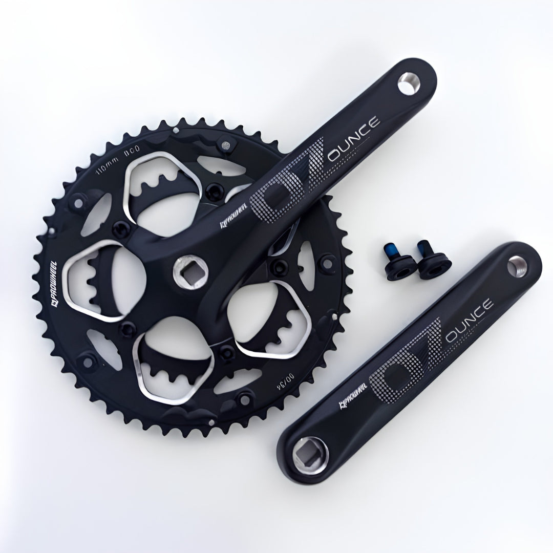 Road bike crankset – Prowheel OUNCE-621C-N 9 and 10 speed Crank set, Square Tapered, 50-34T, Compatible with shimano sora and tiagra groupset