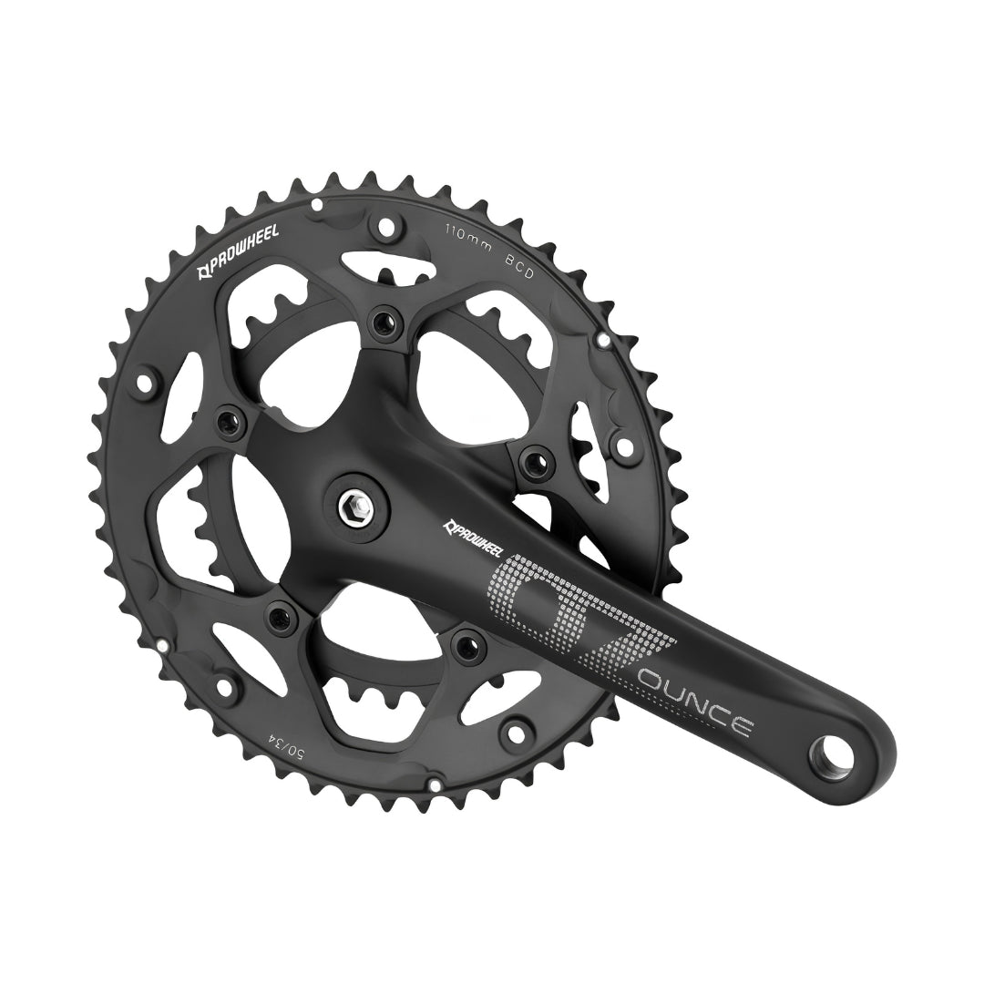 Road bike crankset – Prowheel OUNCE-621C-N 9 and 10 speed Crank set, Square Tapered, 50-34T, Compatible with shimano sora and tiagra groupset