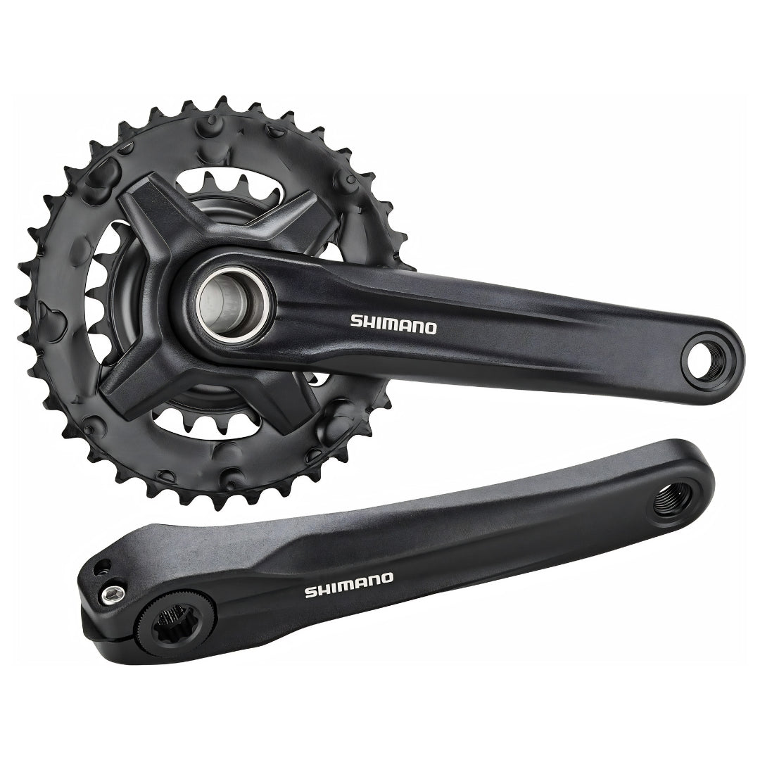 Shimano FC-MT210-2 Crankset – 170mm, 9-Speed 36/22t, 48.8mm Chainline, Riveted Black