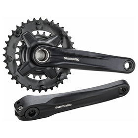 Shimano FC-MT210-2 Crankset – 170mm, 9-Speed 36/22t, 48.8mm Chainline, Riveted Black