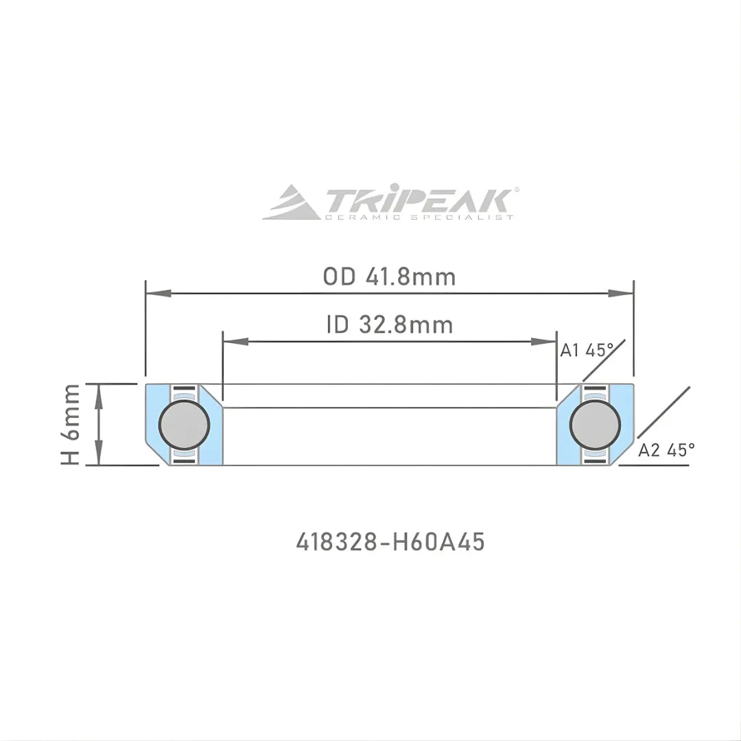 Tripeak Headset Sealed AC Bearing With Black Oxide Coating (41.8x32.8x6)(45/45 Deg)