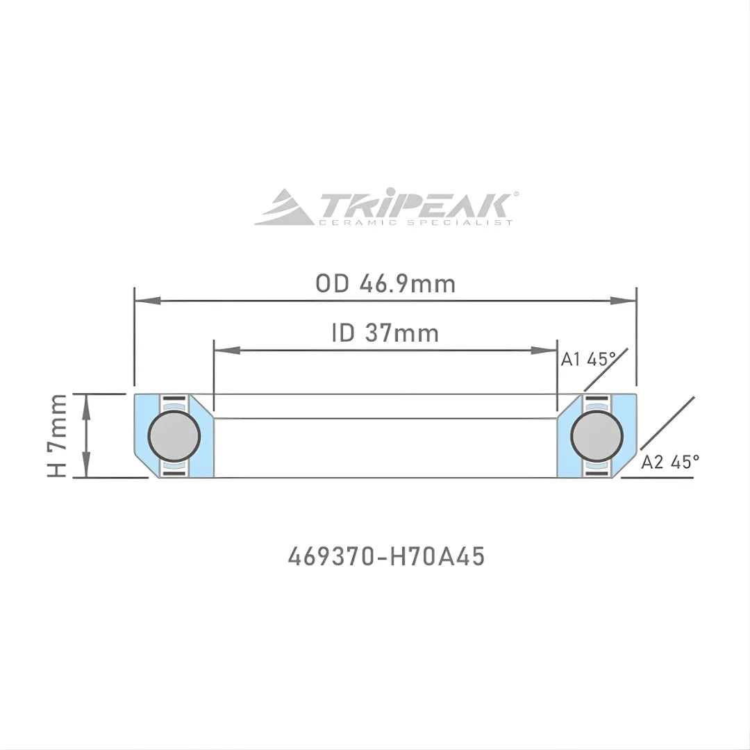 Tripeak Headset Sealed AC Bearing With Black Oxide Coating (46.9x37x7)(45/45 Deg)