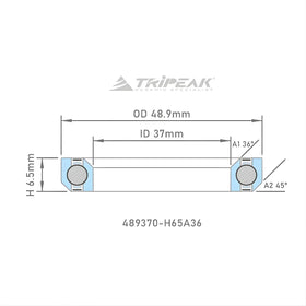 Tripeak Headset Sealed AC Bearing With Black Oxide Coating (48.9x37x6.5)(36/45 Deg)