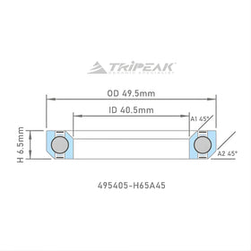 Tripeak Headset Sealed AC Bearing With Black Oxide Coating (49.5x40.5x6.5)(45/45 Deg)