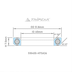 Tripeak Headset Sealed AC Bearing With Black Oxide Coating (51.8x40x7.5)(36/45 Deg)