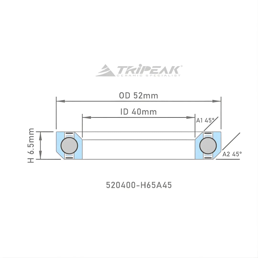 Tripeak Headset Sealed AC Bearing (52x40x6.5)(45/45 Deg)