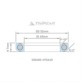 Tripeak Headset Sealed AC Bearing With Black Oxide Coating (52x40x7)(45/45 Deg)