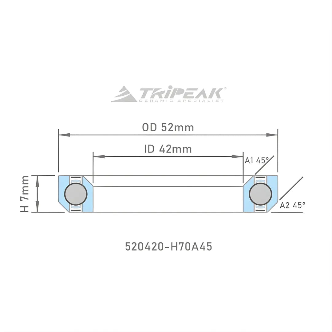Tripeak Headset Sealed AC Bearing With Black Oxide Coating (52x42x7)(45/45 Deg)