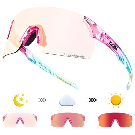 SCVCN X142 Coloured Photochromic Sunglasses-Red/Pink