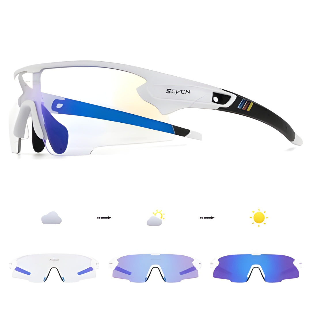 SCVCN S2 Coloured Photochromic Sunglasses-Blue/White