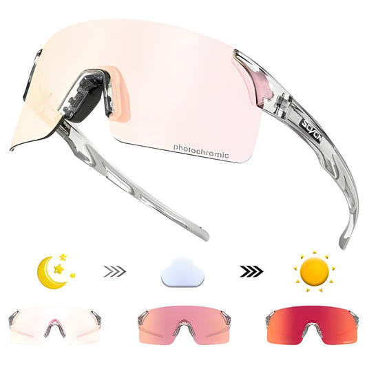 SCVCN X142 Coloured Photochromic Sunglasses-Red/Grey