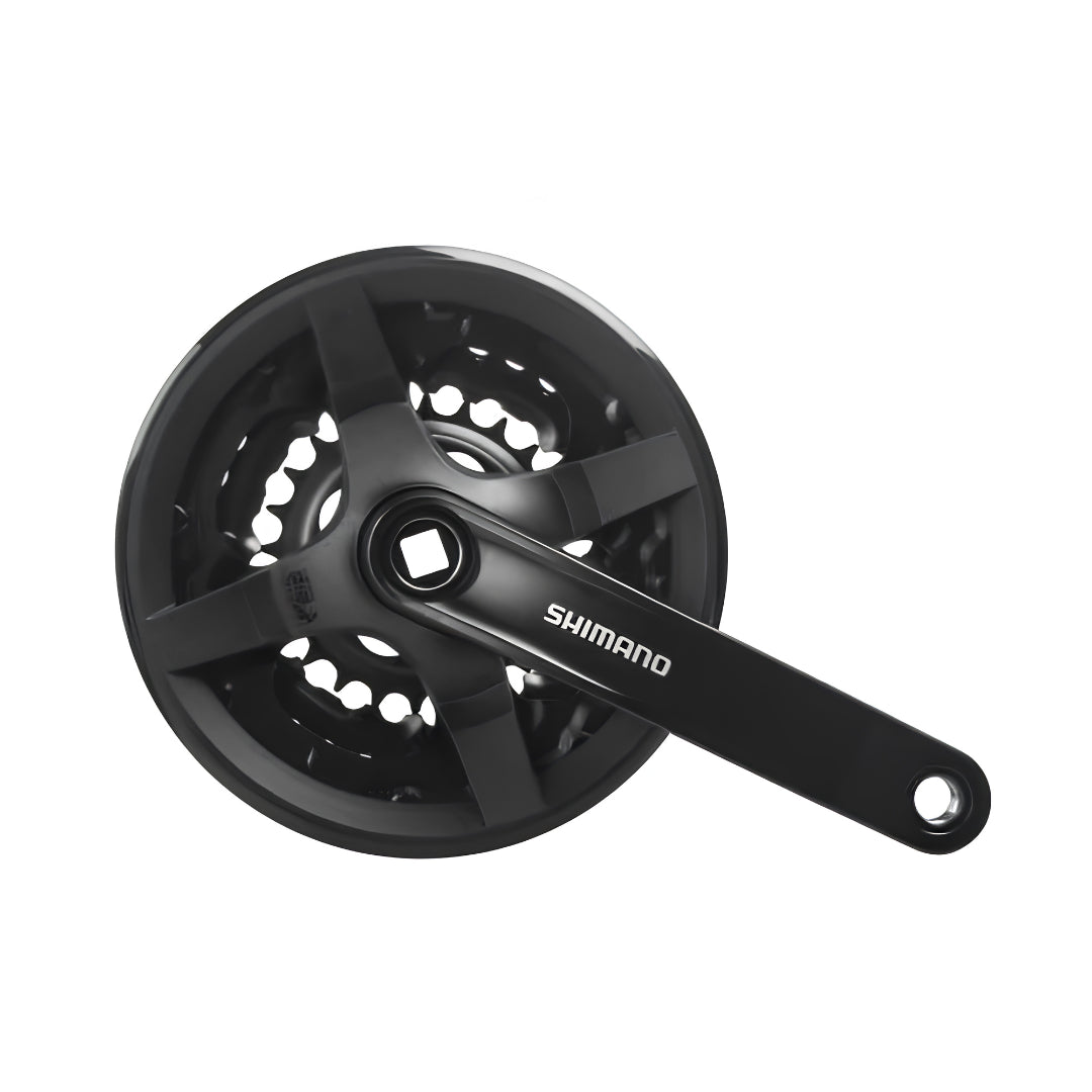 SHIMANO FRONT CHAINWHEEL, FC-TY501, FOR REAR 6/7/8-SPEED, 170MM, 48X38X28T W/CG, W/CRANK FIXING BOLT, BLACK, IND.PACK