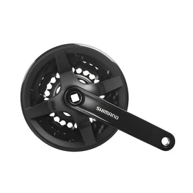 SHIMANO FRONT CHAINWHEEL, FC-TY501, FOR REAR 6/7/8-SPEED, 170MM, 48X38X28T W/CG, W/CRANK FIXING BOLT, BLACK, IND.PACK