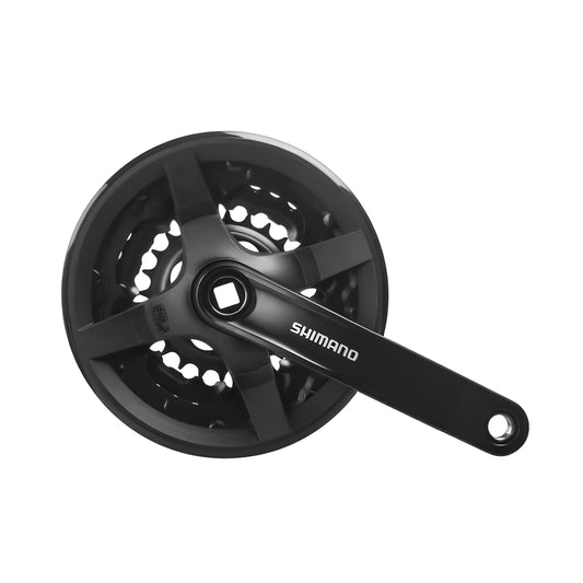 SHIMANO FRONT CHAINWHEEL, FC-TY501, FOR REAR 6/7/8-SPEED, 170MM, 48X38X28T W/CG, W/CRANK FIXING BOLT, BLACK, IND.PACK