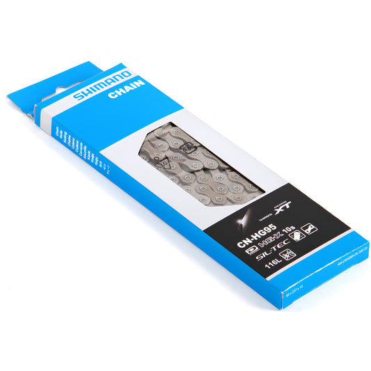 SHIMANO BICYCLE CHAIN, CN-HG95, SUPER NARROW HG FOR MTB 10-SPEED 116 LINKS, W/O END PIN, W/AMPOULE TYPE CONNECT PIN X1, IND.PACK