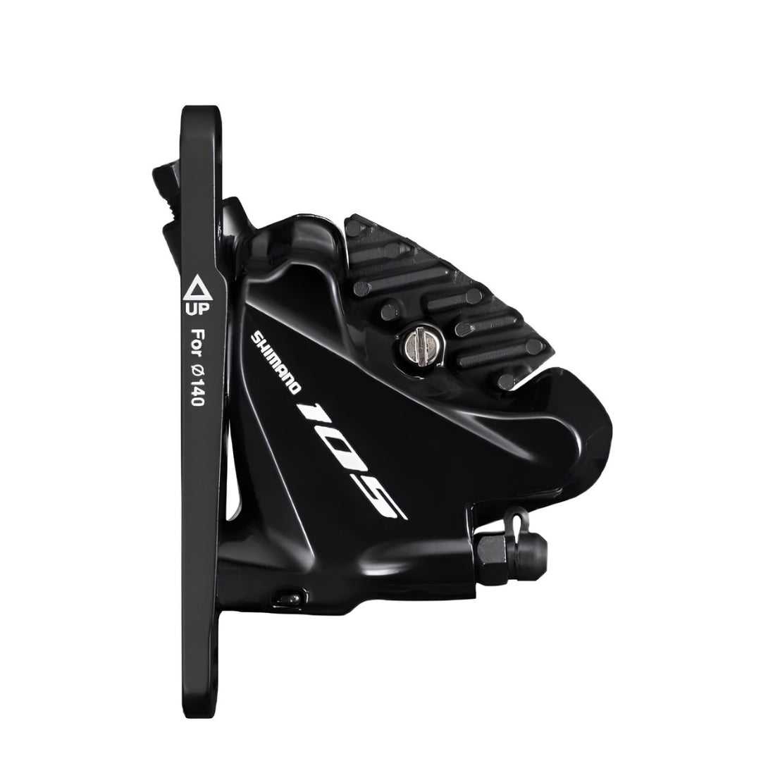 SHIMANO HYDRAULIC DISC BRAKE, BR-R7070, 105, FRONT, FLAT MOUNT, W/BRACKET FOR 140/160MM ROTOR(ASSEMBLED FOR 140),W/L03A RESIN PAD(W/FIN),SILVER, IND.PACK