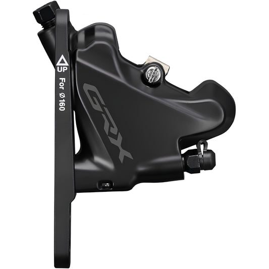 SHIMANO HYDRAULIC DISC BRAKE, BR-RX400, GRX, FRONT, FLAT MOUNT, W/BRACKET FOR 140/160MM ROTOR(ASSEMBLED FOR 160),W/L03A RESIN PAD(W/FIN),IND.PACK