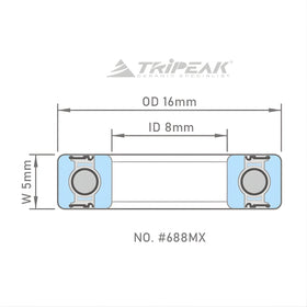 Tripeak #688 Full Steel Ball Bearing (MAX Series)(8x16x5mm)