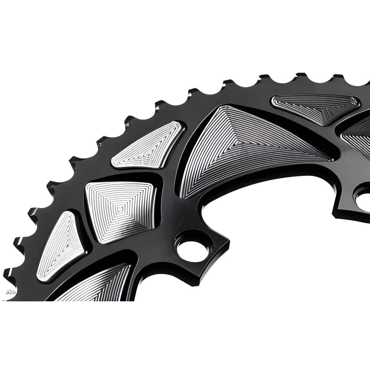 Absolute Black Round Road Chainring 2X 110/4 Shimano 9100/8000 (50T/52T/53T)-Black