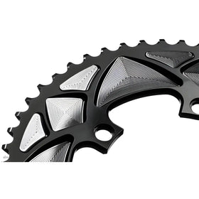 Absolute Black Round Road Chainring 2X 110/4 Shimano 9100/8000 (50T/52T/53T)-Black